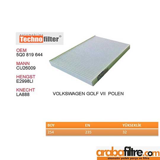 5q0819644 golf 7 polen filtresi